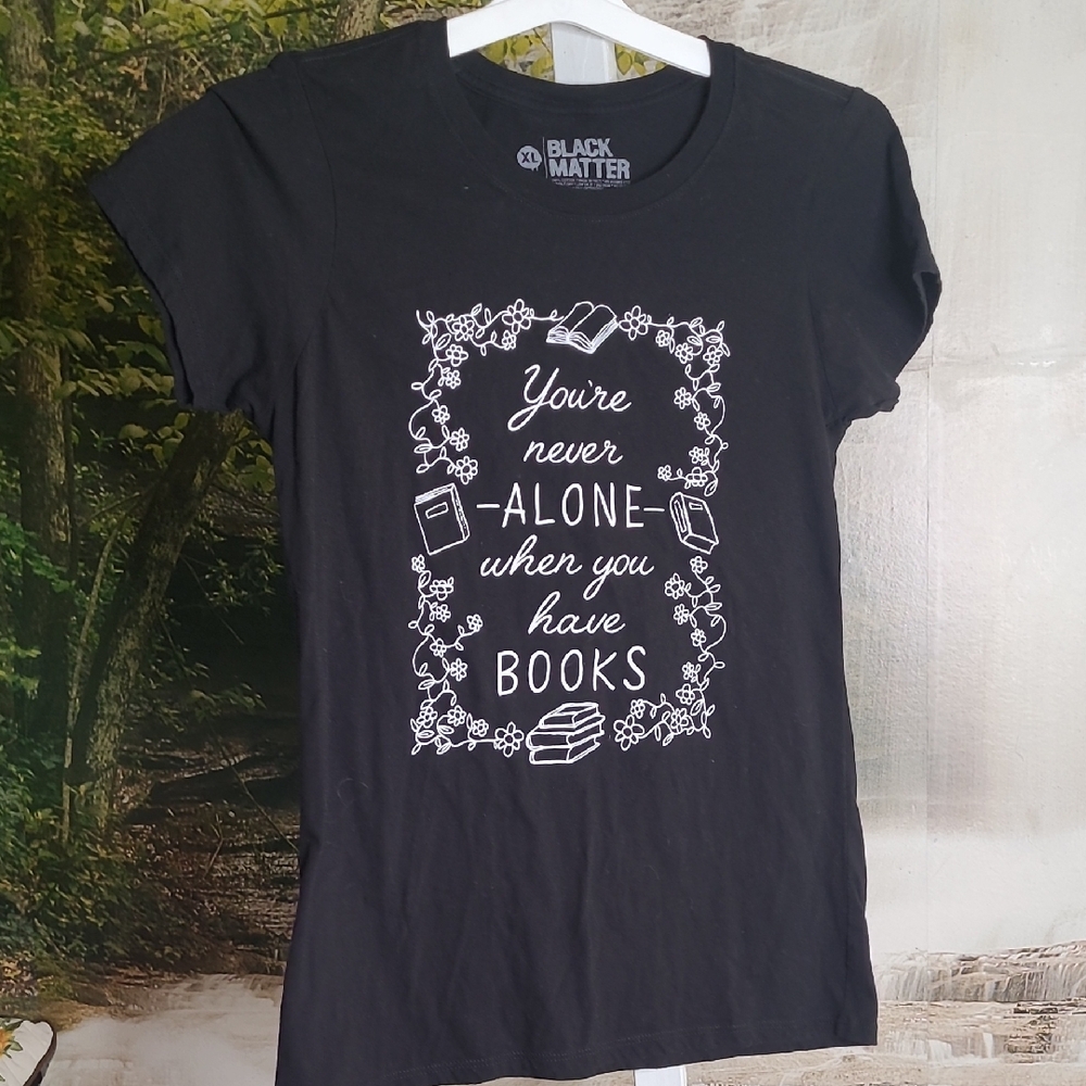 Black Matter Girls XL Black Short Sleeve TShirt White Book Design